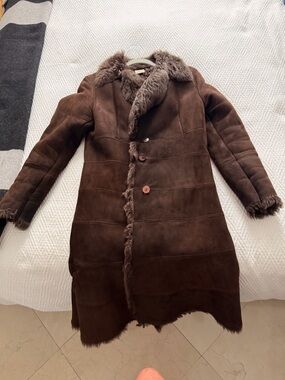 Plein Sud Dark Brown Shearling-Trim Trench Coat